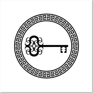 Greek Meander Symbol in Black de White Posters and Art